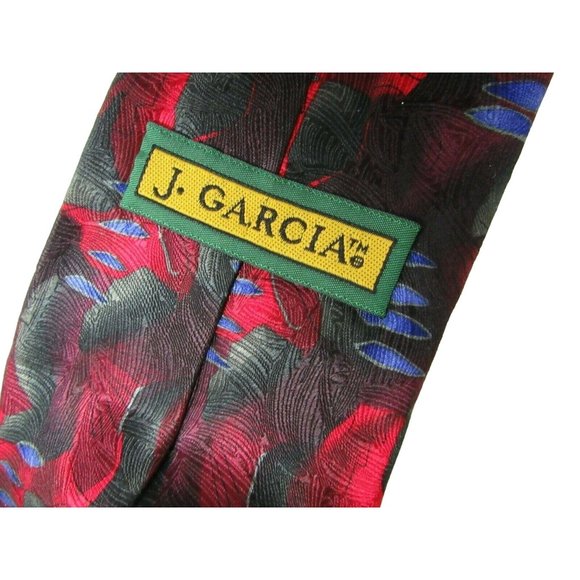 Men's Necktie J Garcia Tie Duckworm Alarm Red Blue Green 100% Silk - Picture 5 of 5